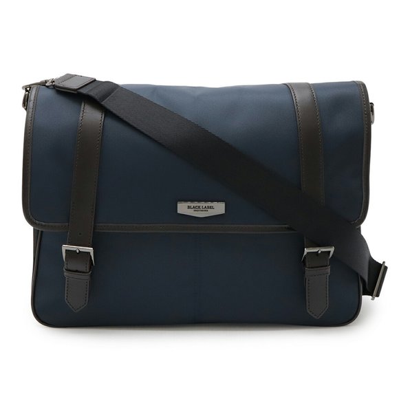 BURBERRY BLACK LABEL Checked Shoulder Bag in Nylon Canvas and Leather, Black ... - Picture 1 of 10